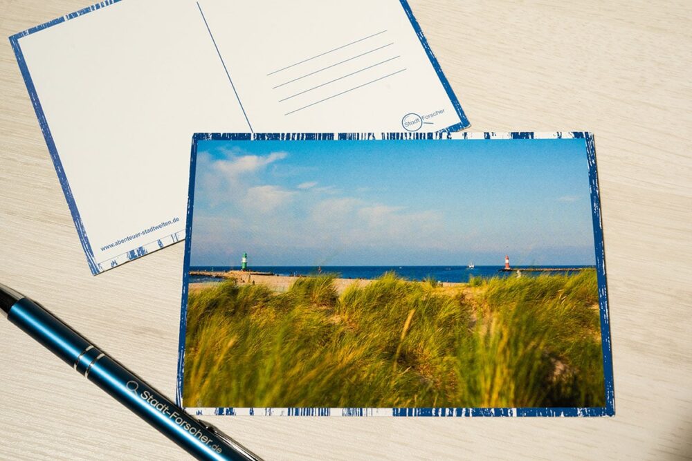 Stadt-Forscher Warnemünde - Stadtführung - Postkarte Mole & Strand